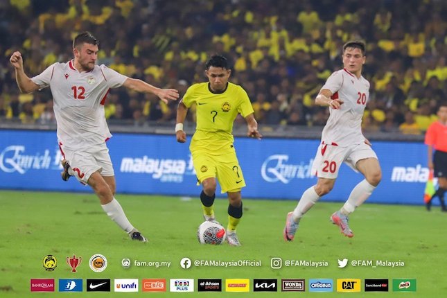 Aksi pemain Timnas Malaysia, Faisal Halim, pada laga melawan Tajikistan di Piala Merdeka 2023 (c) FA Malaysia