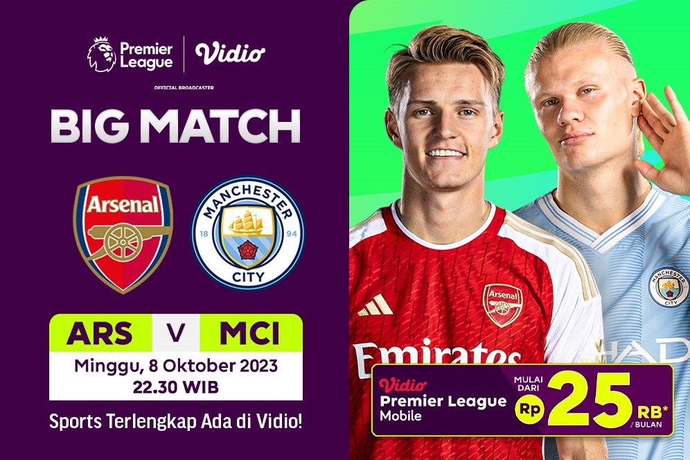 Siaran Langsung Arsenal Vs Manchester City di Vidio Akhir Pekan Ini