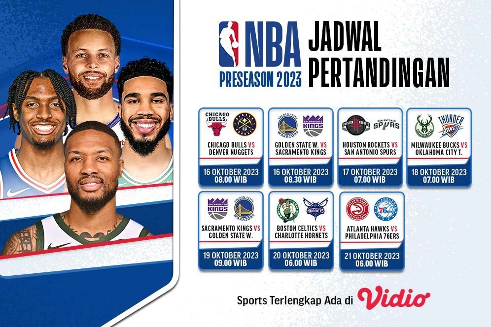 Jadwal dan Live Streaming Pramusim NBA 2023 di Vidio Pekan Ini, 16-21 Oktober 2023