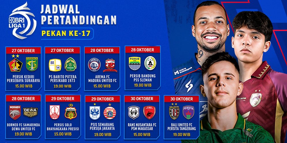 Jadwal Siaran Langsung BRI Liga 1 2023/2024 Pekan Ke-17 Di Vidio, 27-30 ...