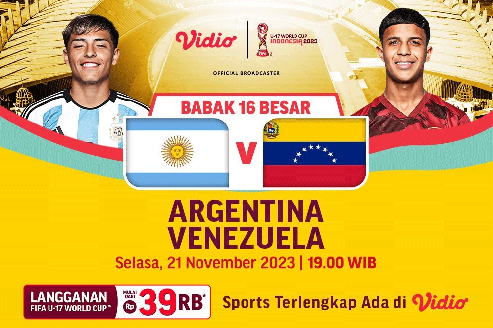Link Live Streaming Piala Dunia U-17 2023: Argentina Vs Venezuela di Vidio Malam Ini