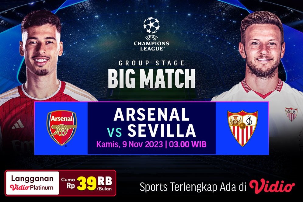 Link Live Streaming Liga Champions: Arsenal Vs Sevilla, Kamis 9 November 2023 Link Live Streaming Liga Champions: Arsenal Vs Sevilla, Kamis 9 November 2023