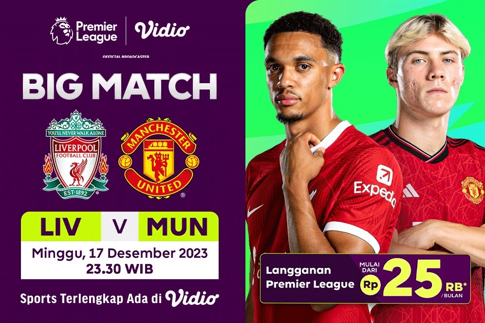 Link Live Streaming Liga Inggris: Liverpool Vs Manchester United di Vidio, 17 Desember 2023 Link Live Streaming Liga Inggris: Liverpool Vs Manchester United di Vidio, 17 Desember 2023