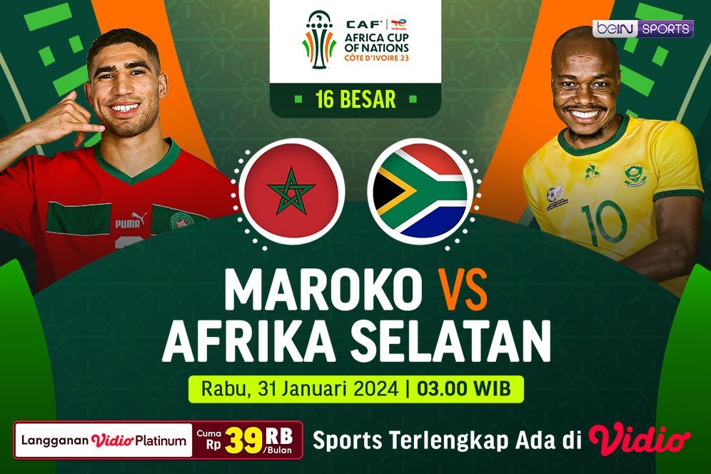 Link Live Streaming Piala Afrika 2024: Maroko Vs Afrika Selatan di Vidio, 31 Januari 2024