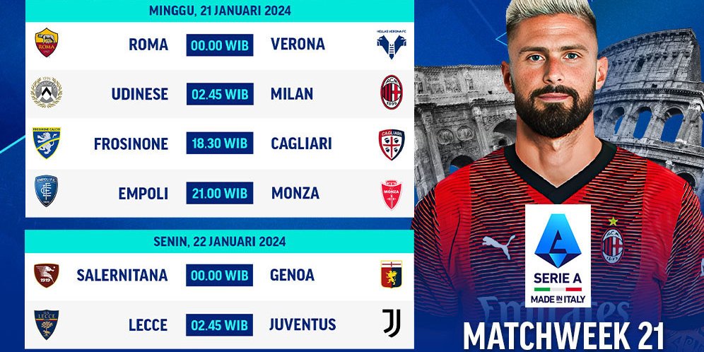 Jadwal Siaran Langsung Liga Italia 2023/2024 Pekan Ke-21 Di Vidio, 21 ...