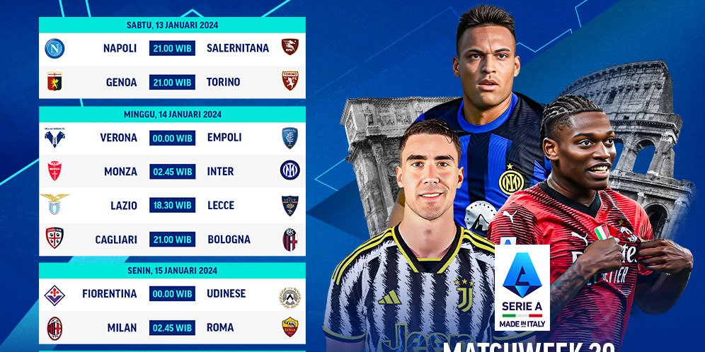 Jadwal Siaran Langsung Liga Italia 2023/2024 Matchweek 20 Di Vidio, 13 ...