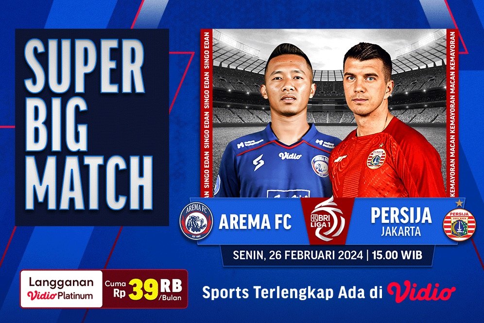 Link Siaran Langsung BRI Liga 1 2023/2024: Arema Vs Persija di Vidio, 26 Februari 2024