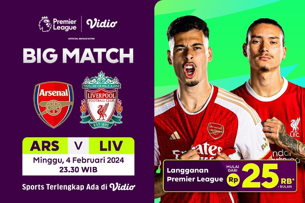 Link Live Streaming Liga Inggris: Arsenal Vs Liverpool di Vidio, 4 Februari 2024