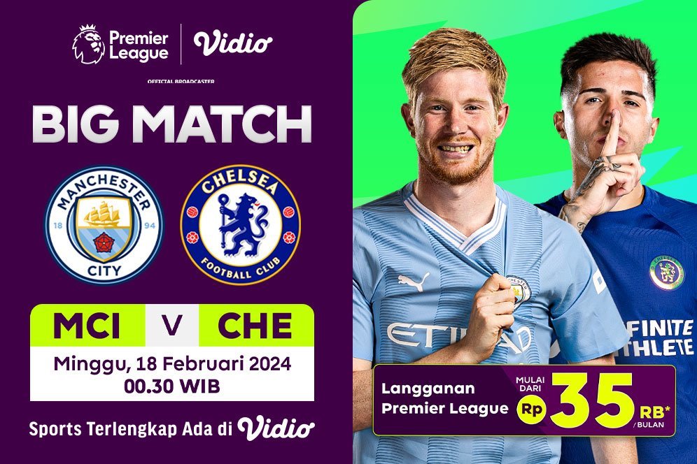 Link Live Streaming Liga Inggris: Manchester City Vs Chelsea di Vidio, 18 Februari 2024