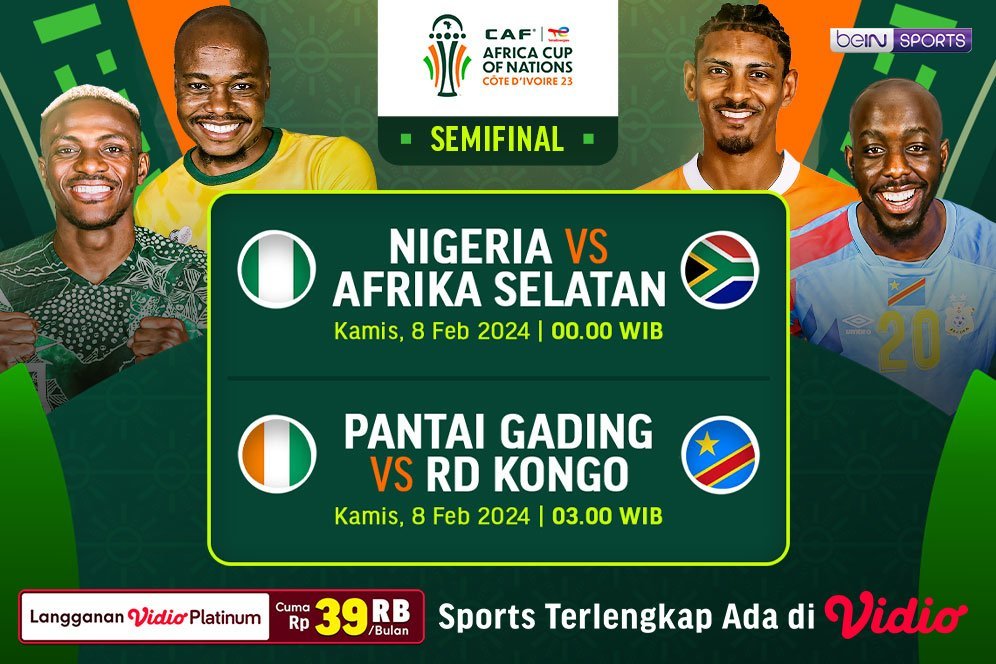 Link Jadwal Siaran Langsung Semifinal AFCON 2024 di Vidio, 8 Februari 2024 Link Jadwal Siaran Langsung Semifinal AFCON 2024 di Vidio, 8 Februari 2024