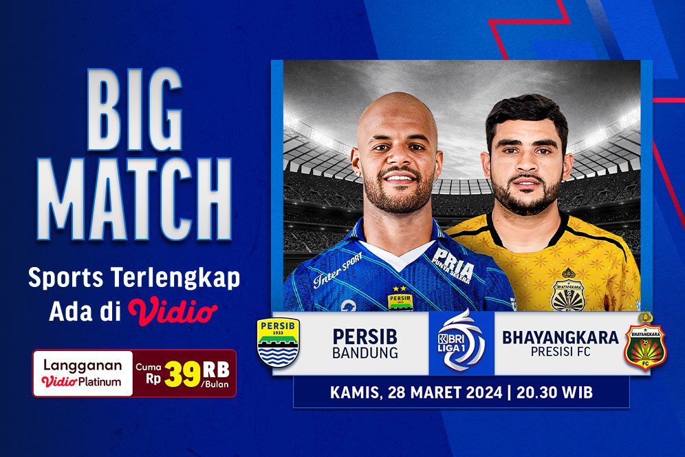 Link Siaran Langsung BRI Liga 1: Persib Bandung vs Bhayangkara Presisi FC di Vidio, 28 Maret 2024