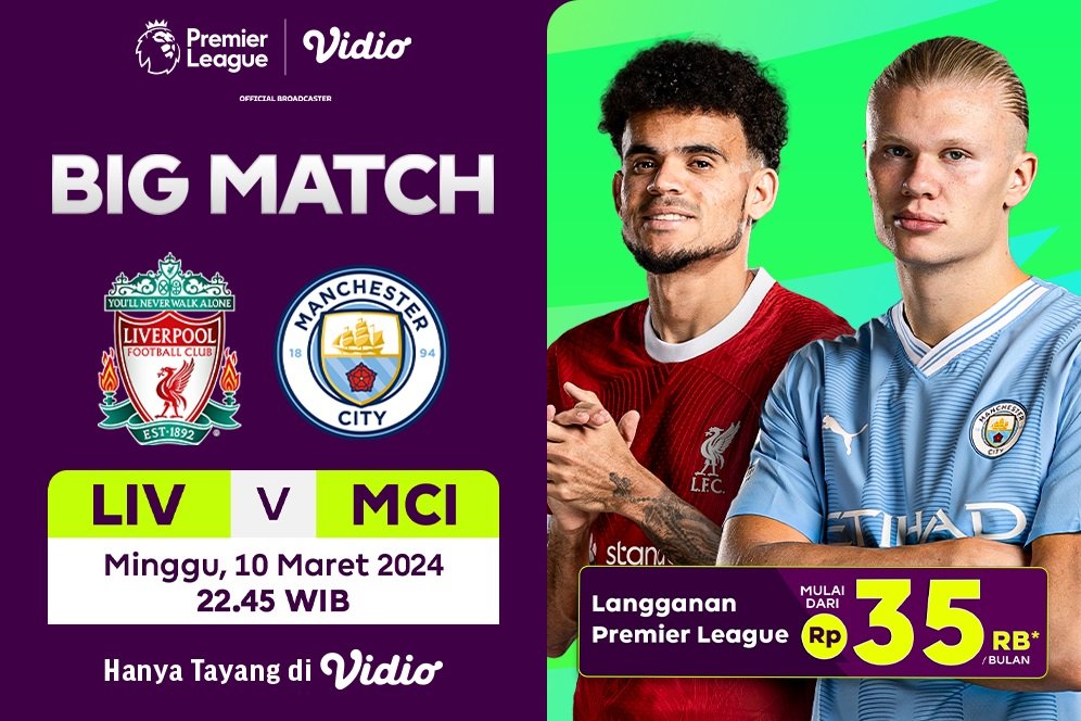 Link Siaran Langsung Liga Inggris: Liverpool Vs Manchester City di Vidio, 10 Maret 2024