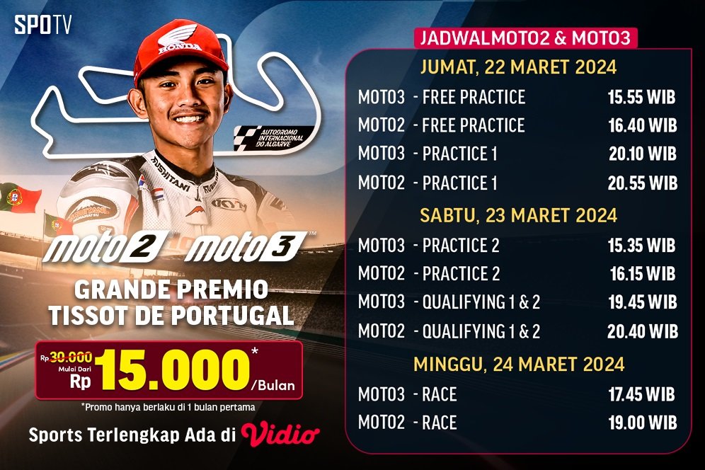 Jadwal Live Streaming Moto2 & Moto3 Portugal 2024 di Vidio Akhir Pekan Ini