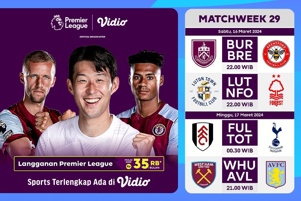 Jadwal Siaran Langsung Liga Inggris 2023/2024 Matchday 29 di Vidio, 16 dan 17 Maret 2024
