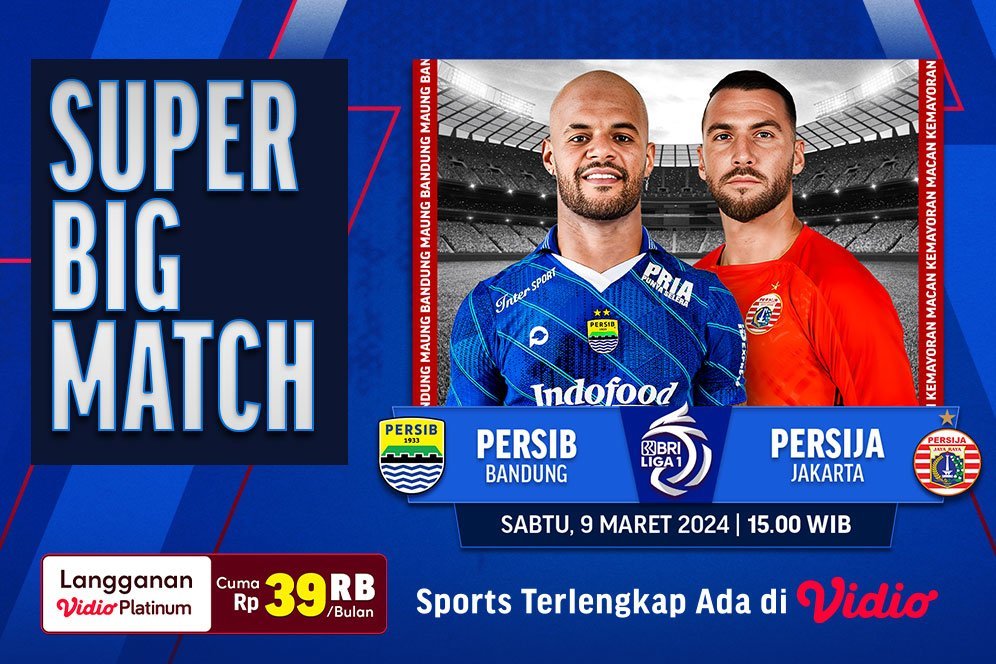 Link Siaran Langsung BRI Liga 1: Persib Bandung Vs Persija Jakarta di Vidio, 9 Maret 2024 Link Siaran Langsung BRI Liga 1: Persib Bandung Vs Persija Jakarta di Vidio, 9 Maret 2024