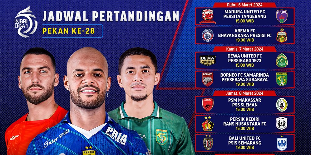 Jadwal Siaran Langsung BRI Liga 1 2023/2024 Pekan 28 Di Vidio, 6-9 ...