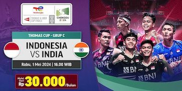 Saksikan Live Streaming Thomas Cup 2024 di Vidio: Indonesia vs India