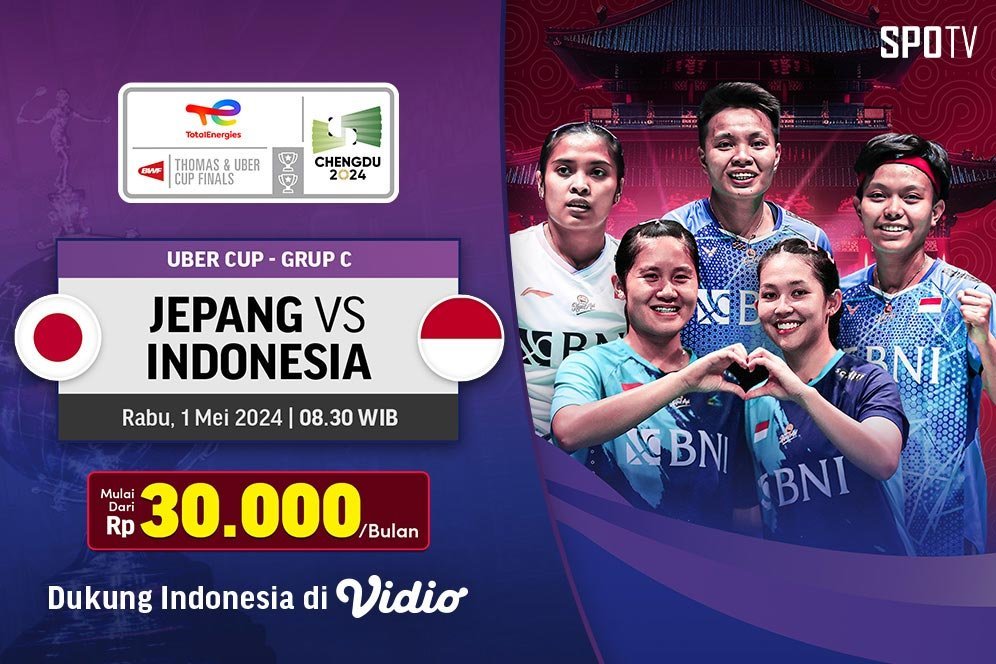 Saksikan Live Streaming Uber Cup 2024 di Vidio: Indonesia vs Jepang