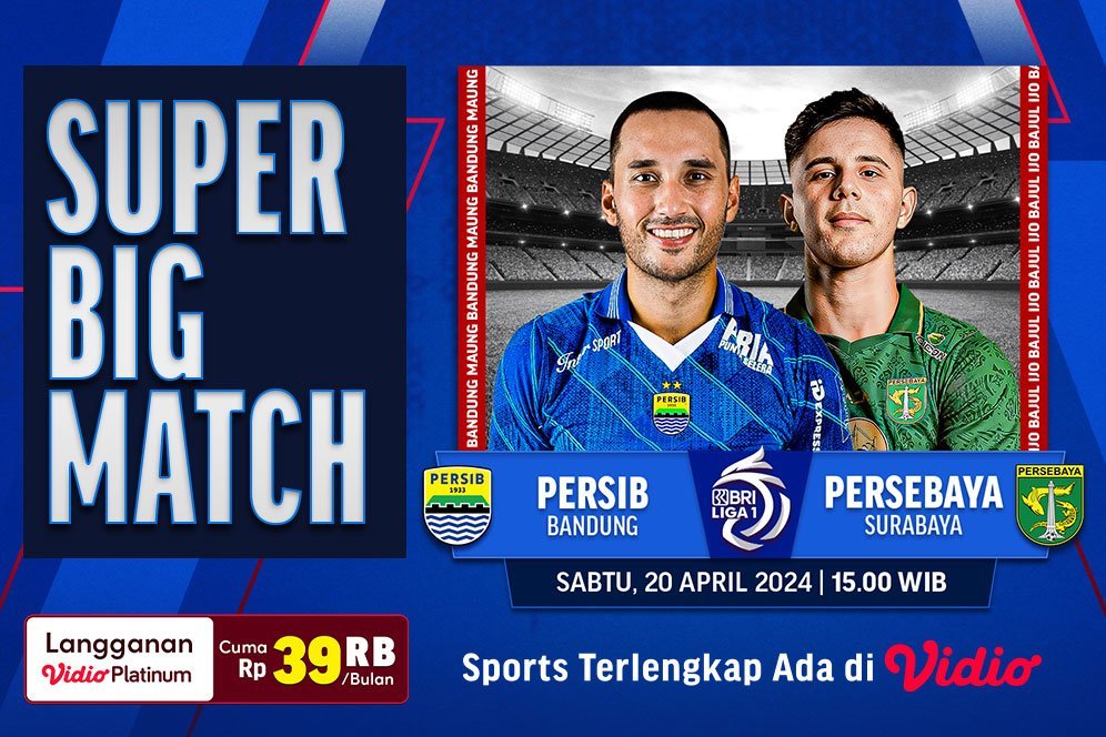 Link Siaran Langsung BRI Liga 1: Persib Bandung vs Persebaya Surabaya di Vidio, 20 April 2024