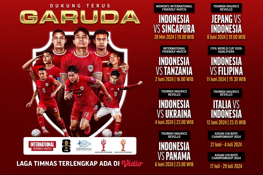 Saksikan Streaming Pertandingan Timnas Indonesia Terlengkap di Vidio Saksikan Streaming Pertandingan Timnas Indonesia Terlengkap di Vidio