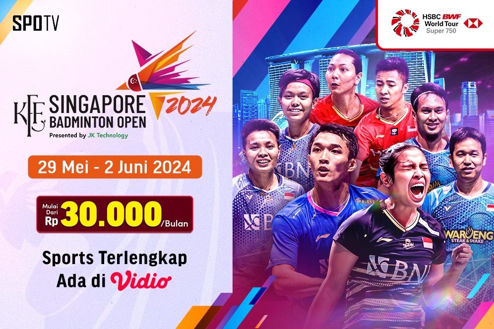 Jadwal Siaran Langsung BWF Singapore Open 2024 di Vidio, 29 Mei-2 Juni 2024