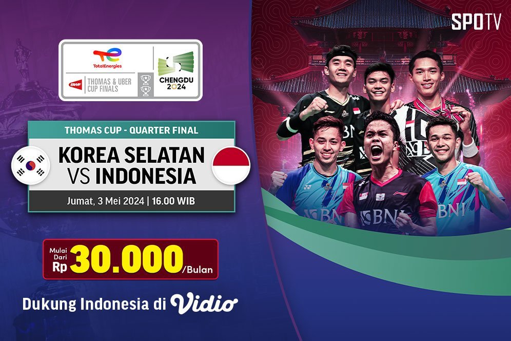 Link Siaran Langsung Thomas Cup: Indonesia Vs Korea Selatan di Vidio