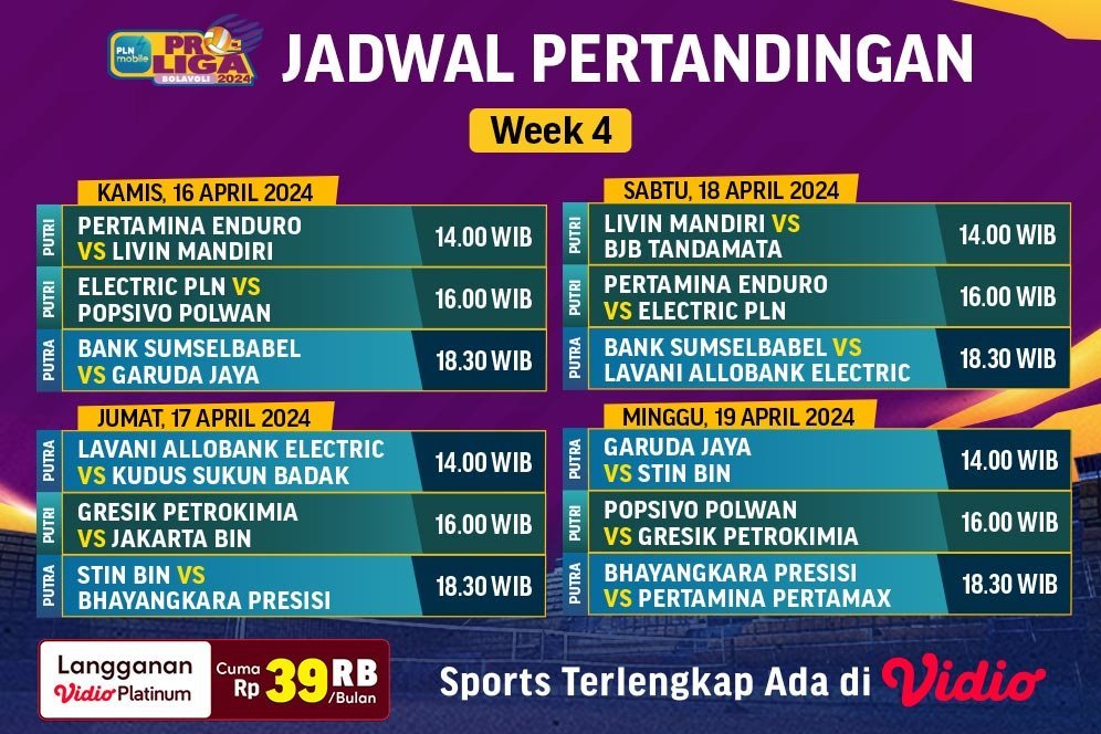 Link Live Streaming PLN Mobile Proliga 2024 di Vidio Pekan Ini, 16-19 Mei 2024