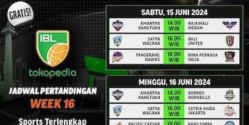Jadwal Siaran Langsung Pekan 16 IBL Tokopedia 2024 di Vidio, 15-16 Juni 2024