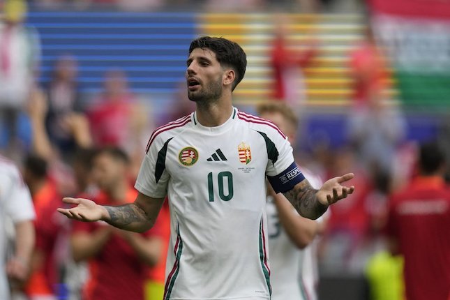 Dominik Szoboszlai di laga Hungaria vs Swiss di Euro 2024 di RheinEnergieStadion, Sabtu (15/6/2024). (c) AP Photo/Themba Hadebe