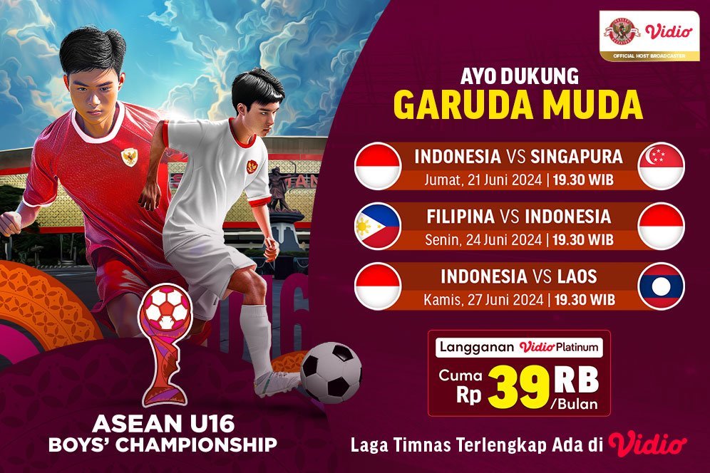 Jadwal Siaran Langsung AFF U-16 Championship di Vidio, 21 Juni - 3 Juli 2024