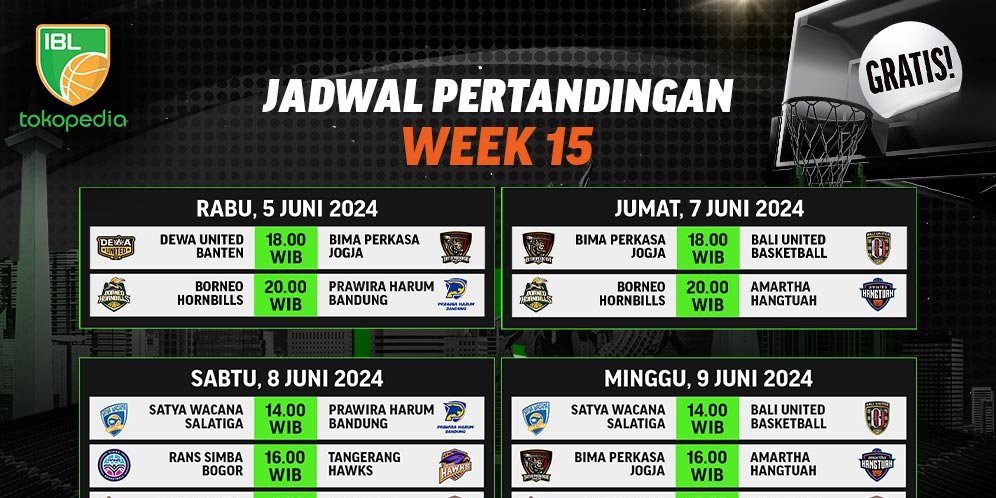 Jadwal Siaran Langsung IBL Tokopedia 2024 Pekan 15 Di Vidio, 5-9 Juni ...