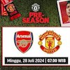 Link Live Streaming Arsenal vs Manchester United di Vidio Akhir Pekan Ini