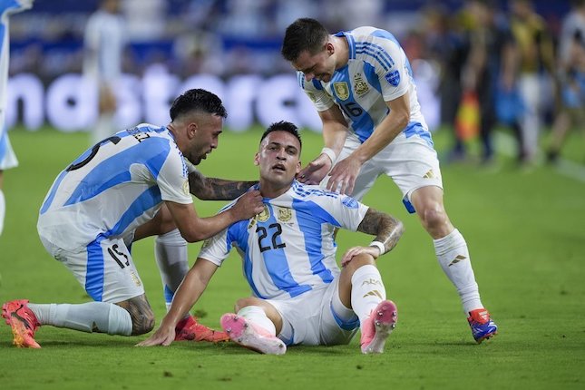 Lautaro Martinez mencetak gol untuk Argentina di final Copa America 2024 (c) AP Photo/Rebecca Blackwell