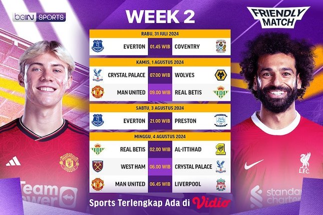 Jadwal, Siaran Langsung, dan Live Streaming Pramusim Manchester United vs Real Betis Jadwal pertandingan pramusim pekan ini di Vidio (c) Vidio