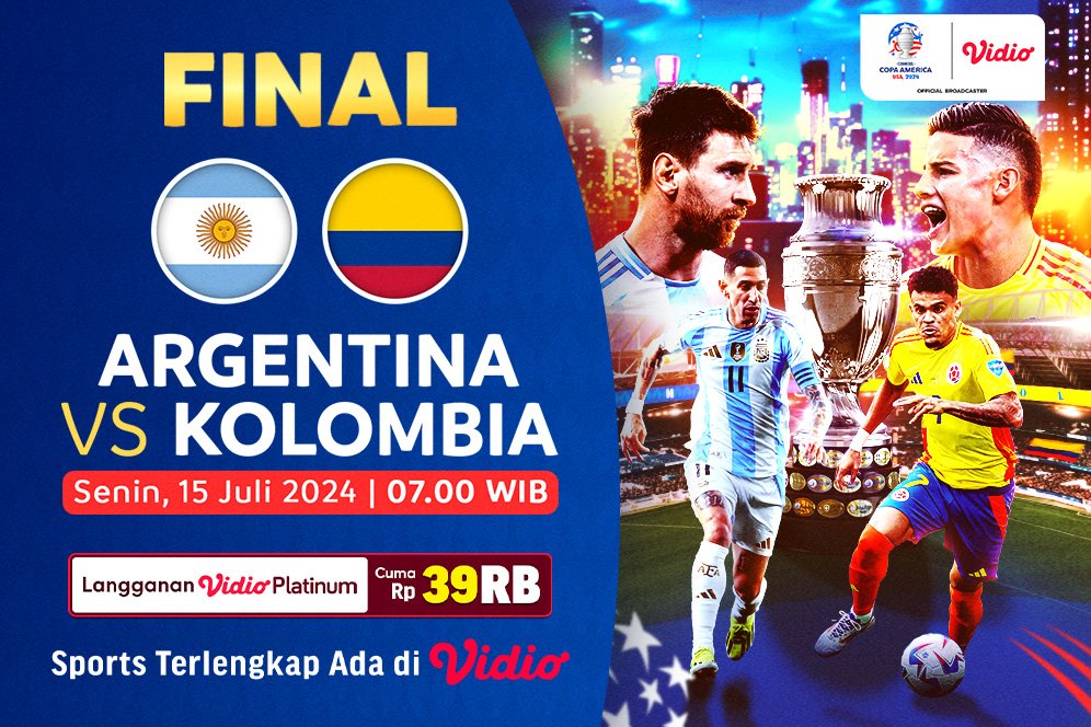 Link Live Streaming Copa America: Argentina vs Kolombia di Vidio Pekan Ini