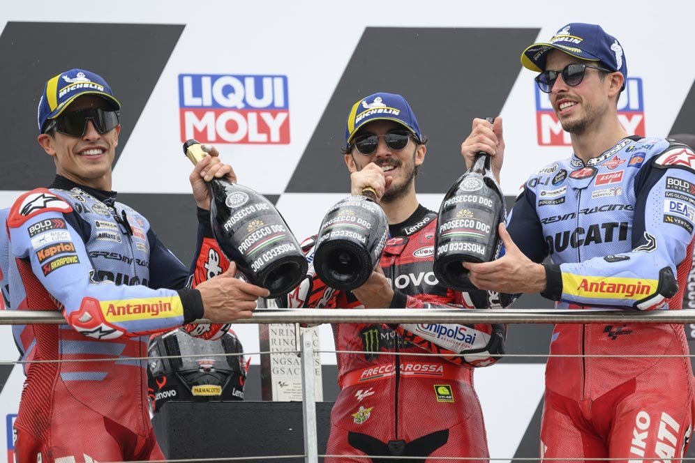 Podium Bareng Adik di MotoGP Jerman, Marc Marquez: Makasih Ya, Pecco Bagnaia!