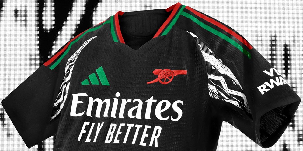 Selalu Keren Arsenal Rilis Jersey Tandang 2024 2025 Warna Hitam dengan Kombinasi Putih Hijau Merah Bola