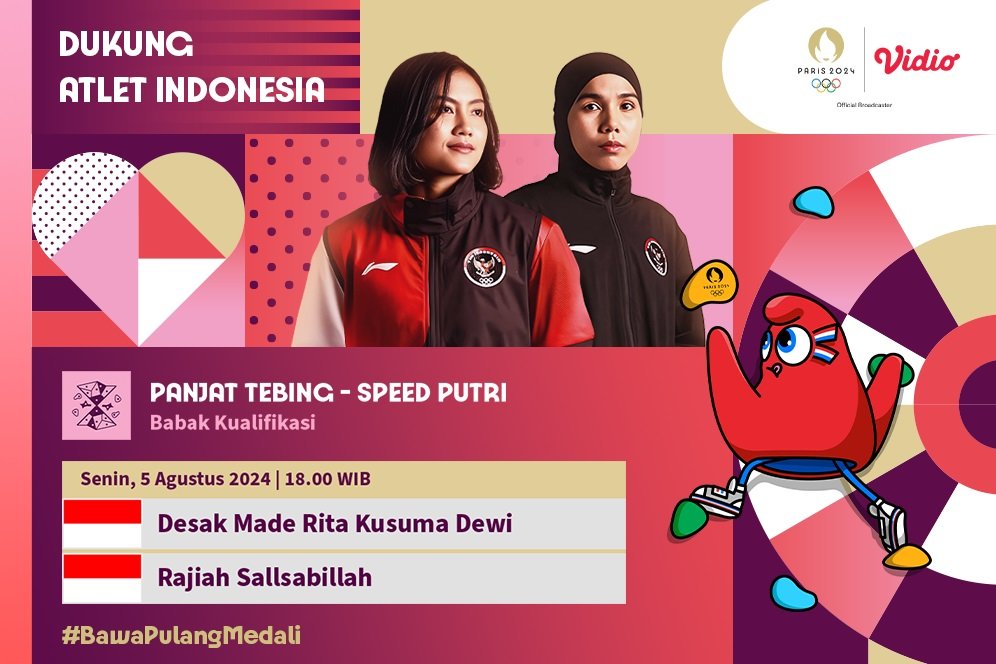 Link Siaran Langsung Panjat Tebing Olimpiade Paris 2024 di Vidio Hari Ini