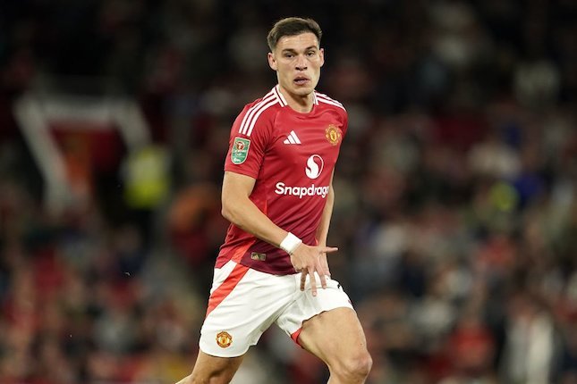Gelandang Manchester United, Manuel Ugarte (c) AP Photo/Dave Thompson