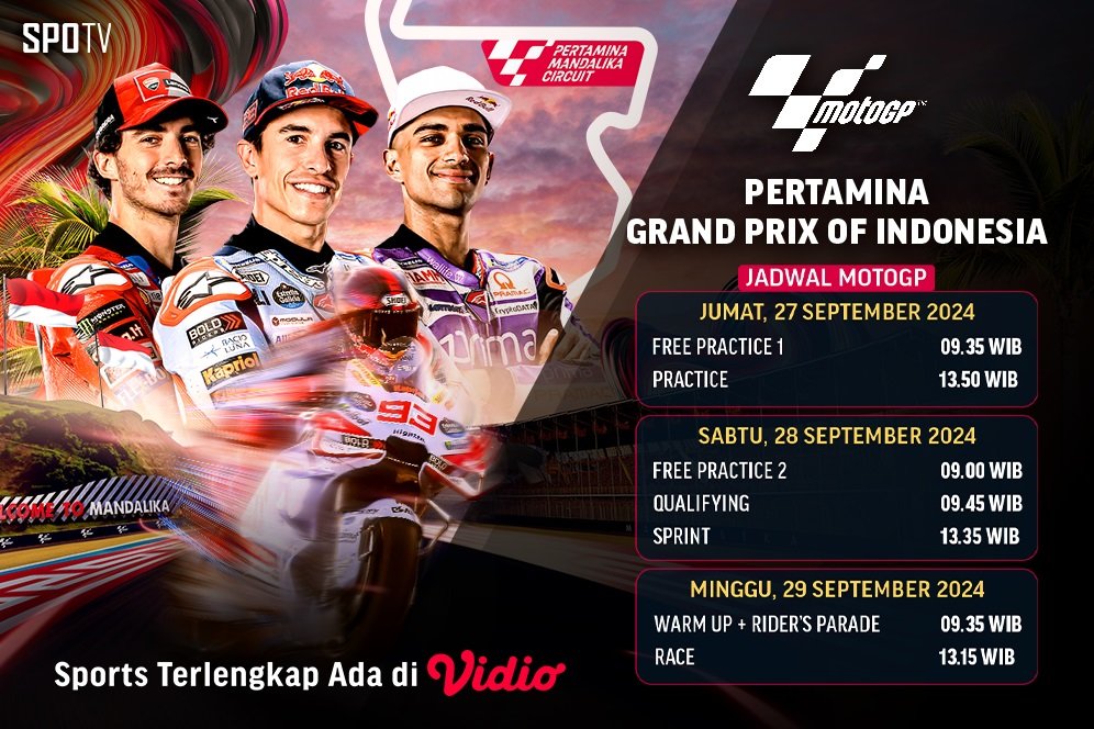 Siaran Langsung MotoGP Indonesia Grand Prix di Vidio Pekan Ini