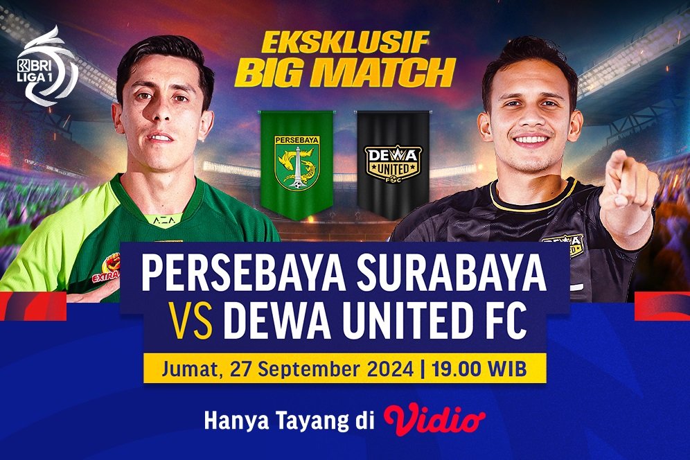 Siaran Langsung Pertandingan BRI Liga 1: Persebaya vs Dewa United Matchweek 7 Pekan Ini di Vidio Siaran Langsung Pertandingan BRI Liga 1: Persebaya vs Dewa United Matchweek 7 Pekan Ini di Vidio