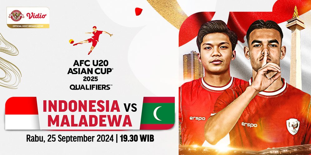 Jadwal Siaran Langsung AFC U20 Asian Cup 2025 Qualifiers: Indonesia vs Maladewa di Vidio