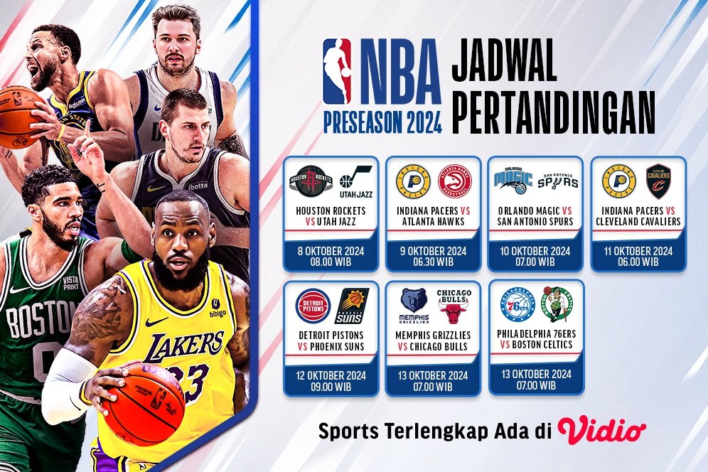 slot akurat Jadwal dan Link Live Streaming NBA Preseason 2024/ 25 di Vidio Tengah Pekan Ini