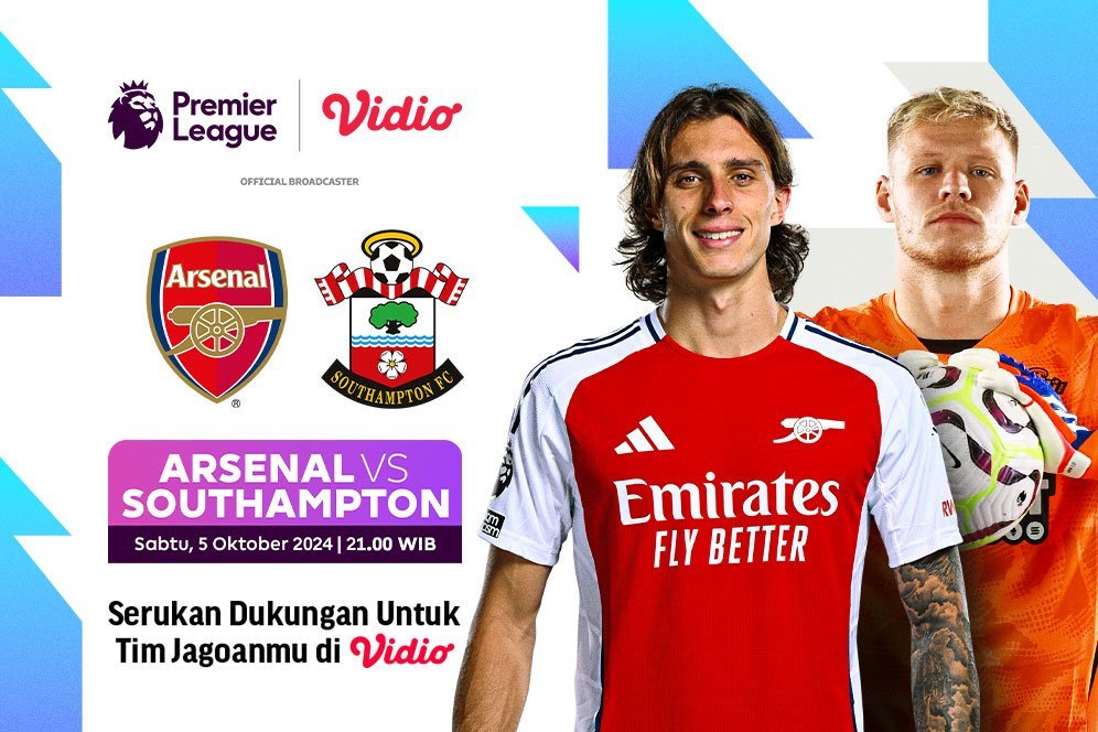 Siaran Langsung Pertandingan Liga Inggris: Arsenal vs Southampton Matchweek 7 di Vidio Akhir Pekan Ini Siaran Langsung Pertandingan Liga Inggris: Arsenal vs Southampton Matchweek 7 di Vidio Akhir Pekan Ini