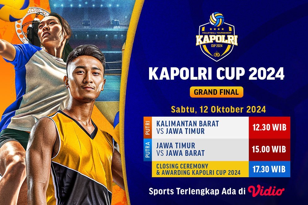 Jadwal Live Streaming Turnamen Bola Voli Kapolri Cup 2024: Grand Final di Vidio Akhir Pekan Ini Jadwal Live Streaming Turnamen Bola Voli Kapolri Cup 2024: Grand Final di Vidio Akhir Pekan Ini