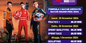 Jadwal dan Link Siaran Langsung Formula 1 Grand Prix Qatar 2024 di Vidio, 29 November-1 Desember 2024 Jadwal dan Link Siaran Langsung Formula 1 Grand Prix Qatar 2024 di Vidio, 29 November-1 Desember 2024