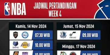 Jadwal Live Streaming Pertandingan Pekan 4 NBA 2024/2025 di Vidio Jadwal Live Streaming Pertandingan Pekan 4 NBA 2024/2025 di Vidio