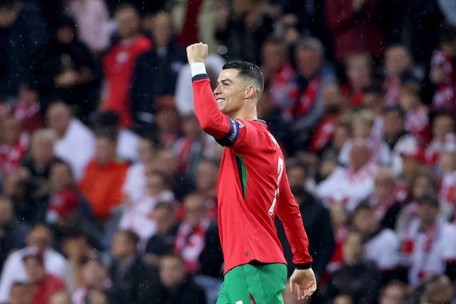 Selebrasi Cristiano Ronaldo dalam laga UEFA Nations League antara Portugal vs Polandia, Sabtu (16/11/2024). (c) AP Photo/Luis Vieira