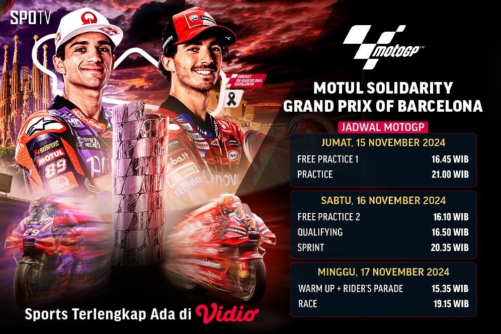 Jadwal Live Streaming MotoGP Motul Solidarity Grand Prix of Barcelona 2024 di Vidio, 15-17 November 2024