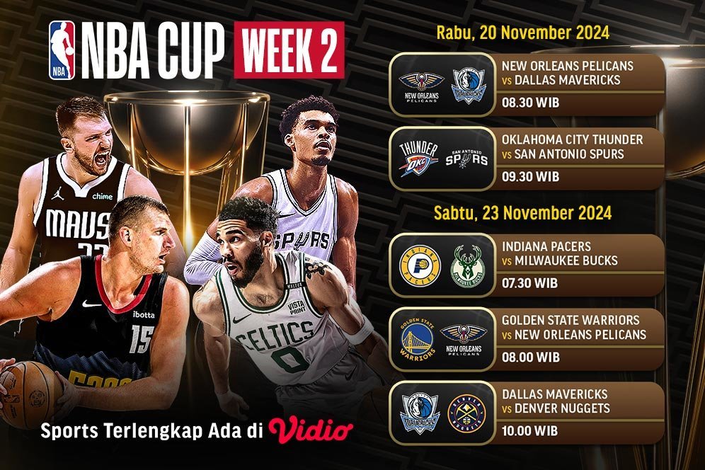 Jadwal Live Streaming Pertandingan Pekan 2 NBA Cup 2024/2025 di Vidio, 20-23 November 2024